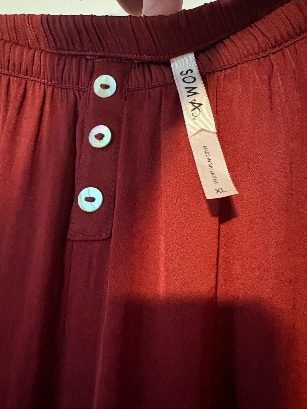 Soma Wide-Leg Lace Hem Pants with lace in Burgundy festival goth fairy casual - Picture 4 of 6